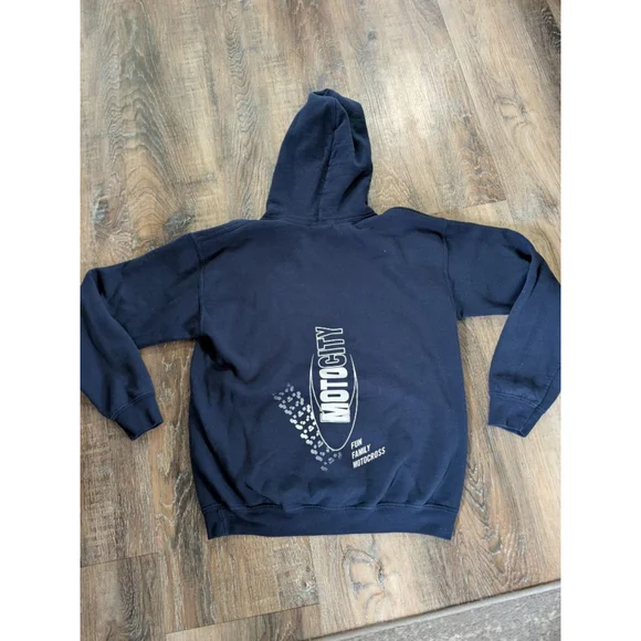 Youth Gildan Hoodie Size L Blue Fun Family Motocross - Picture 4 of 4